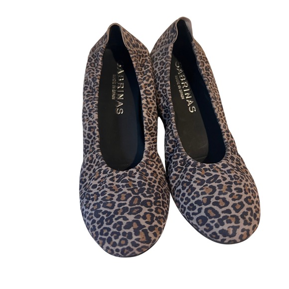 Sabrinas Made In Spain Leopard Print Fabric Ballet Flats - Picture 1 of 7